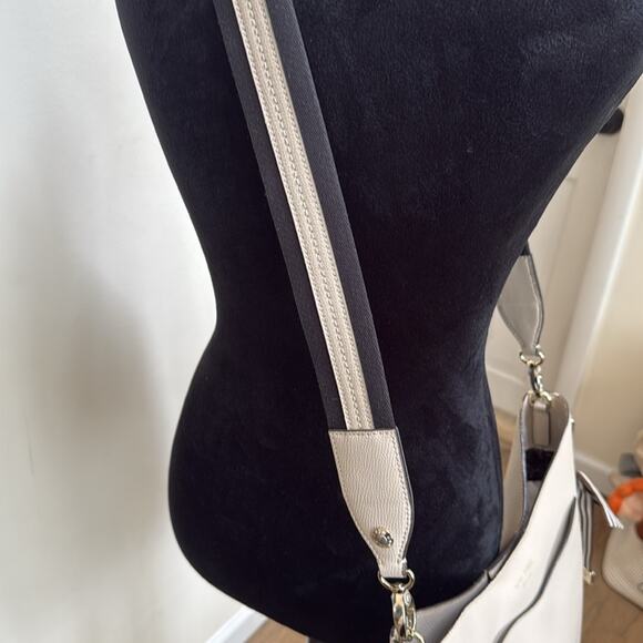 HENRI BENDEL W57TH Cream Saffiano Leather Hobo Crossbody - Picture 7 of 9